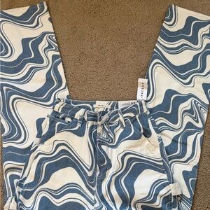 PacSun Blue and White Wave Pattern Pants